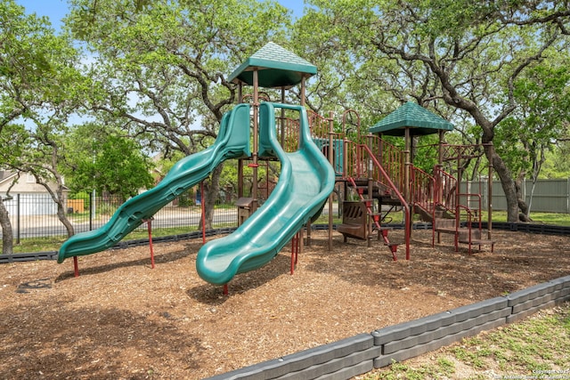 view of play area featuring fence