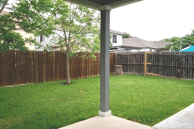 view of yard featuring a fenced backyard