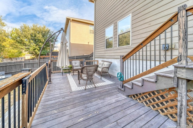 deck featuring a fenced backyard
