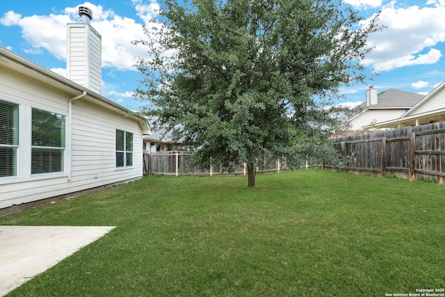 view of yard featuring a fenced backyard