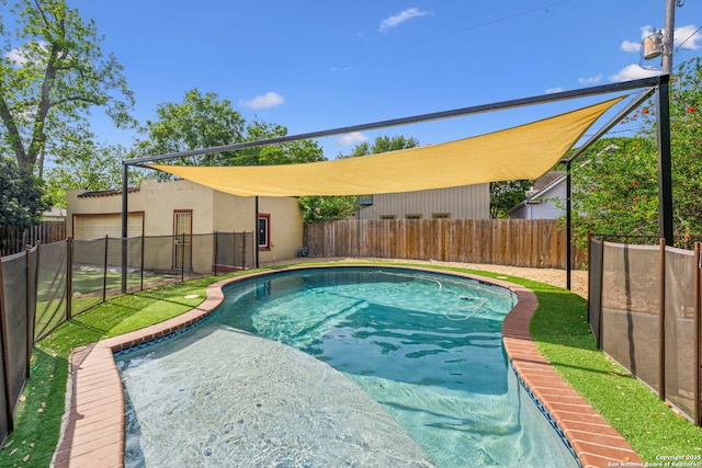 view of pool featuring a fenced in pool and a fenced backyard