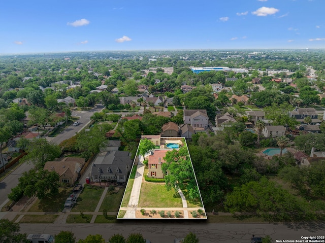 aerial view featuring a residential view