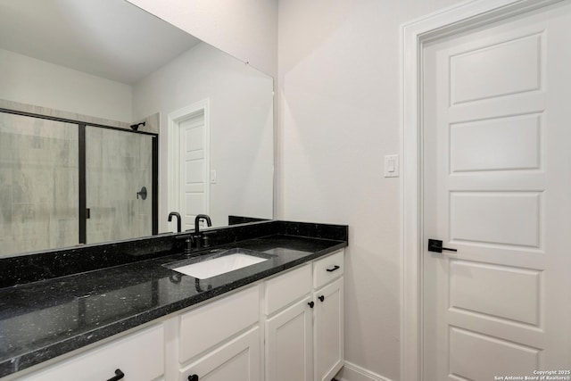 full bath featuring vanity and a shower stall