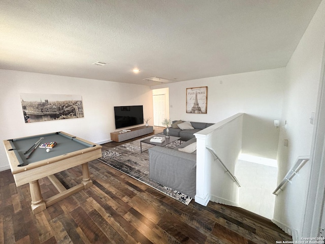11202 Forest Pass, Live Oak, TX 78233 - interior space with billiards, baseboards, a textured ceiling, and wood finished floors