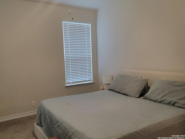 bedroom with carpet floors and baseboards