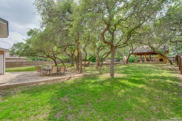 view of yard with a fenced backyard and a patio area