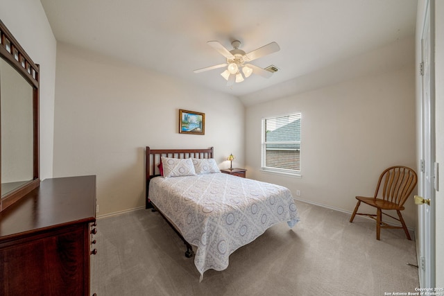 bedroom featuring baseboards, carpet, and visible vents