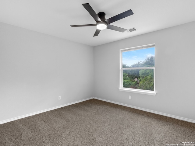 6027 Cedar Path, San Antonio, TX 78249 - empty room featuring visible vents, carpet flooring, baseboards, and ceiling fan