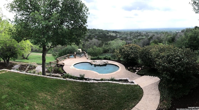 6601 Kings Crown, San Antonio, TX 78233 - pool with a yard and a view of trees