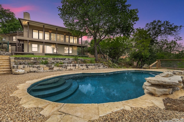 6601 Kings Crown, San Antonio, TX 78233 - pool at dusk with an outdoor pool