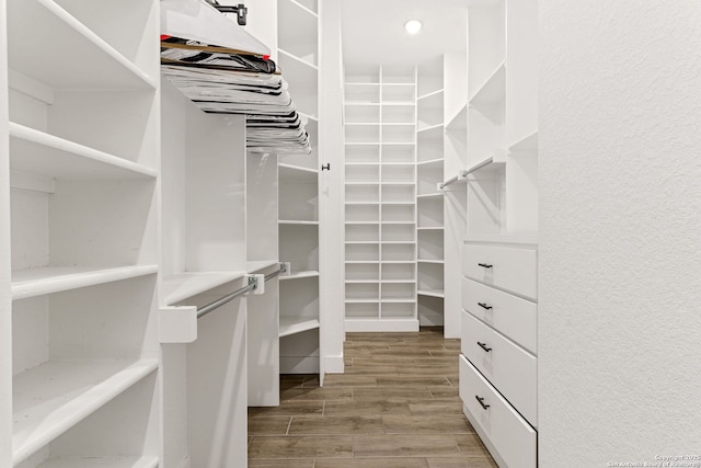 spacious closet with wood finished floors