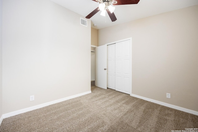 5154 Village Grn, San Antonio, TX 78218 - unfurnished bedroom featuring carpet floors, baseboards, a closet, and visible vents