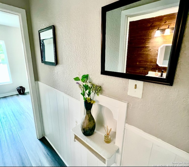 667 Ellor, San Antonio, TX 78228 - bathroom featuring a textured wall and wood finished floors