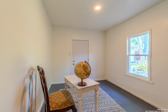 520 Queen Anne, San Antonio, TX 78209 - home office with baseboards, finished concrete floors, and recessed lighting