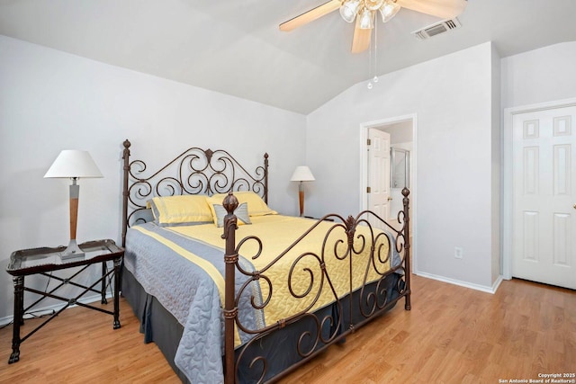 9503 Kirk Pond, San Antonio, TX 78240 - bedroom with wood finished floors, vaulted ceiling, baseboards, and a ceiling fan