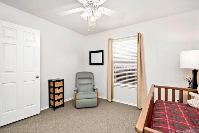 9503 Kirk Pond, San Antonio, TX 78240 - bedroom with carpet floors, baseboards, and ceiling fan