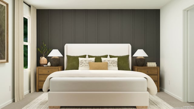1019 Graham Bnd, San Antonio, TX 78221 - bedroom featuring baseboards, light colored carpet, and a decorative wall