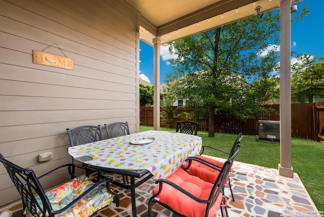 12422 Caprock Crk, San Antonio, TX 78254 - view of patio with a fenced backyard and outdoor dining space