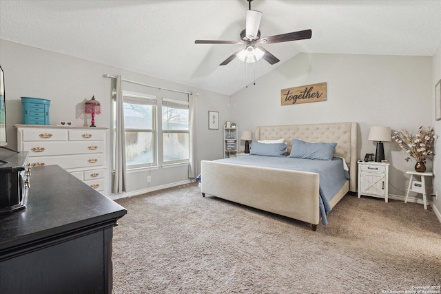6927 Country Rose, San Antonio, TX 78240 - bedroom featuring baseboards, carpet, and lofted ceiling