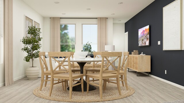 5219 Whirling Pl, San Antonio, TX 78253 - dining area featuring baseboards, recessed lighting, and light wood-style flooring