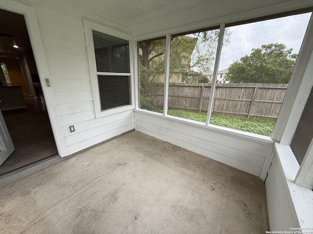 view of unfurnished sunroom