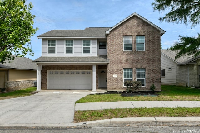 3622 Mill Mdw, San Antonio, TX 78247 - view of front facade featuring brick siding, driveway, a garage, and a front yard