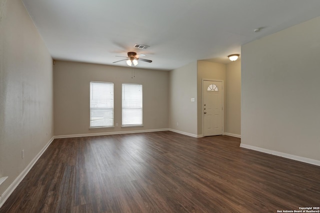 3622 Mill Mdw, San Antonio, TX 78247 - spare room with ceiling fan, dark wood-style flooring, and baseboards
