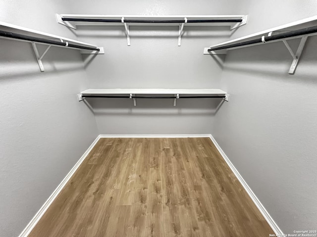spacious closet with wood finished floors