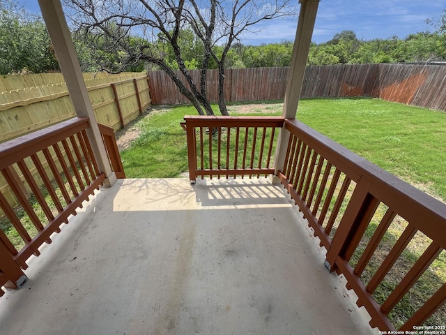 view of patio featuring a fenced backyard