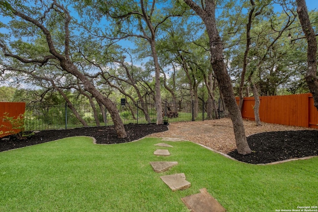 view of yard featuring a fenced backyard