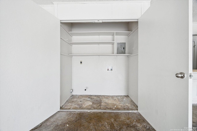 washroom featuring washer hookup, hookup for an electric dryer, laundry area, and electric panel