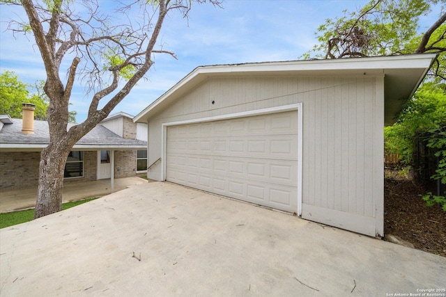 exterior space featuring a garage