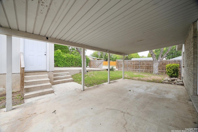 view of patio / terrace with a fenced backyard and entry steps