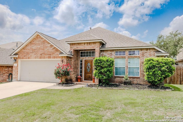 26923 Trinity Hts, San Antonio, TX 78261 - ranch-style house with brick siding, roof with shingles, and a garage