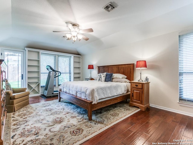 13907 Bluffmont, San Antonio, TX 78216 - bedroom with visible vents, dark wood-style floors, multiple windows, and access to exterior