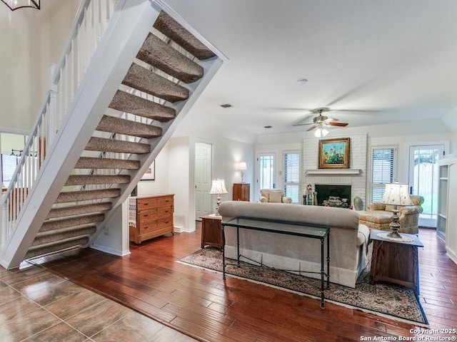 13907 Bluffmont, San Antonio, TX 78216 - living area with stairs, ceiling fan, and a wealth of natural light