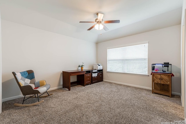 2623 Galit Cv, San Antonio, TX 78230 - home office featuring carpet floors, baseboards, and ceiling fan