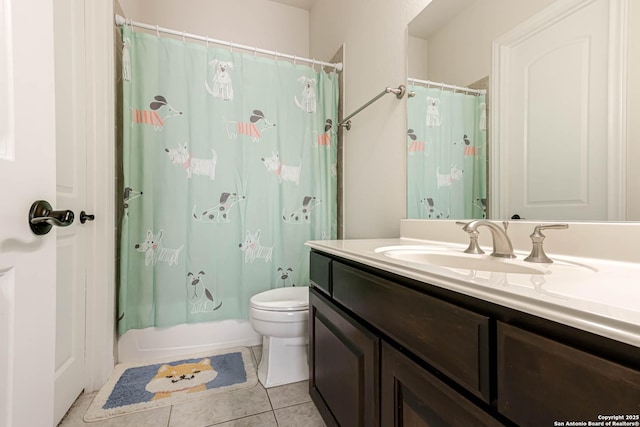2623 Galit Cv, San Antonio, TX 78230 - bathroom with vanity, tile patterned floors, shower / bath combo, and toilet