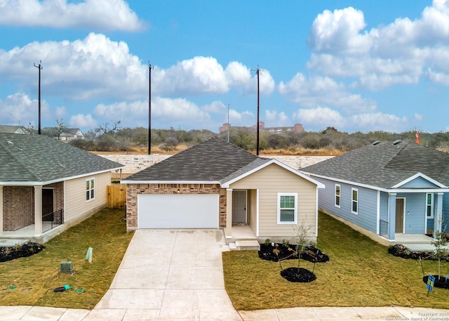 5014 Jovian, San Antonio, TX 78245 - ranch-style home featuring a front lawn, fence, covered porch, concrete driveway, and an attached garage