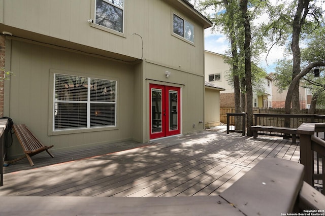 wooden deck with french doors