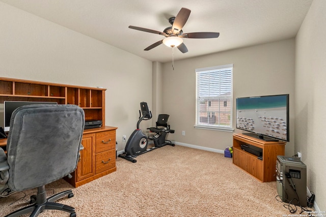 205 Wickersham, Boerne, TX 78015 - office with baseboards, ceiling fan, and light carpet