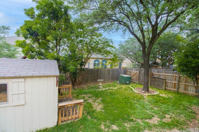 5315 Argyle, San Antonio, TX 78247 - view of yard featuring a fenced backyard, an outdoor structure, and a shed