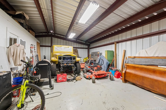 garage featuring metal wall