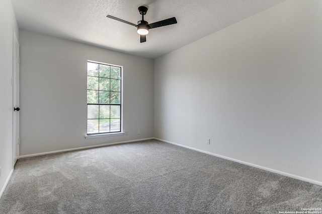 19750 Encino Way, San Antonio, TX 78259 - carpeted spare room featuring a textured ceiling, a ceiling fan, and baseboards