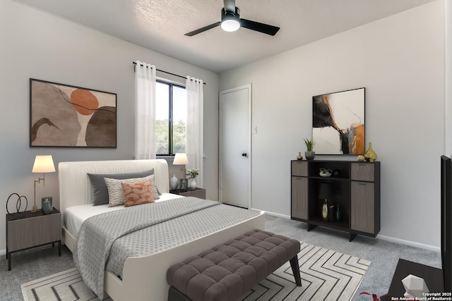 19750 Encino Way, San Antonio, TX 78259 - bedroom featuring light colored carpet, baseboards, and a ceiling fan