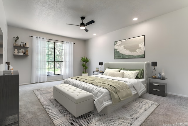 19750 Encino Way, San Antonio, TX 78259 - carpeted bedroom with recessed lighting, baseboards, and a ceiling fan