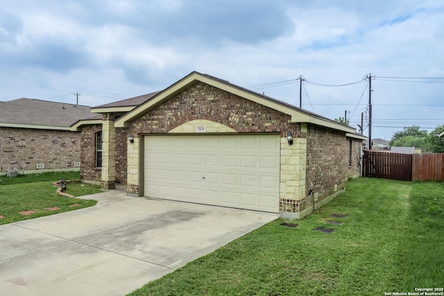 3830 Bogie Way, Converse, TX 78109 - exterior space with fence, concrete driveway, a front lawn, and brick siding