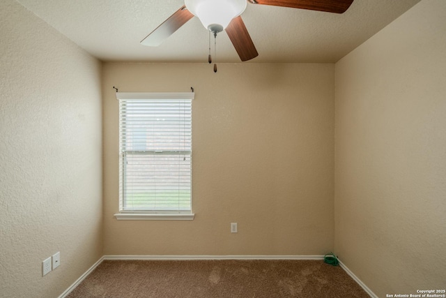 3830 Bogie Way, Converse, TX 78109 - carpeted spare room with a ceiling fan, baseboards, a textured wall, and a wealth of natural light
