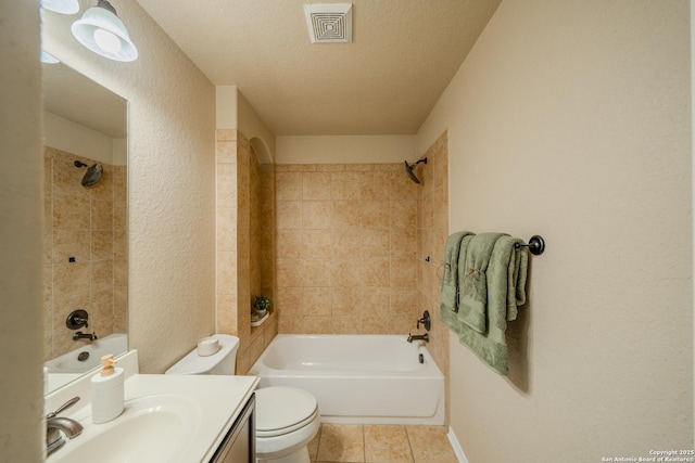 3830 Bogie Way, Converse, TX 78109 - bathroom with vanity, toilet, tile patterned floors, bathing tub / shower combination, and visible vents