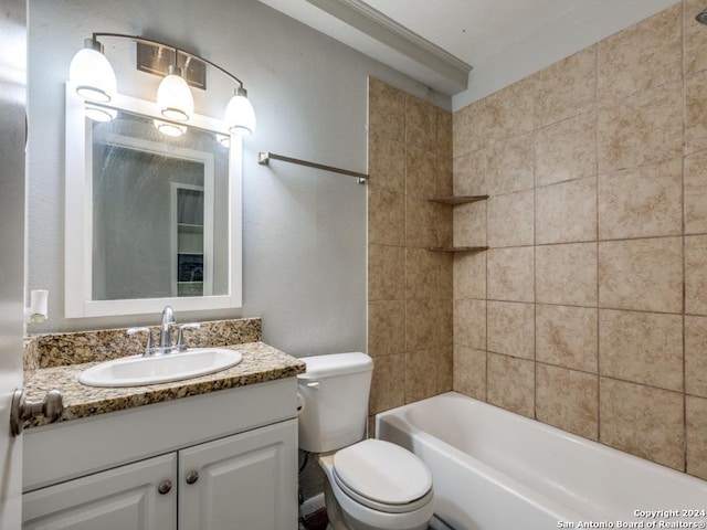 full bath featuring vanity, toilet, and  shower combination